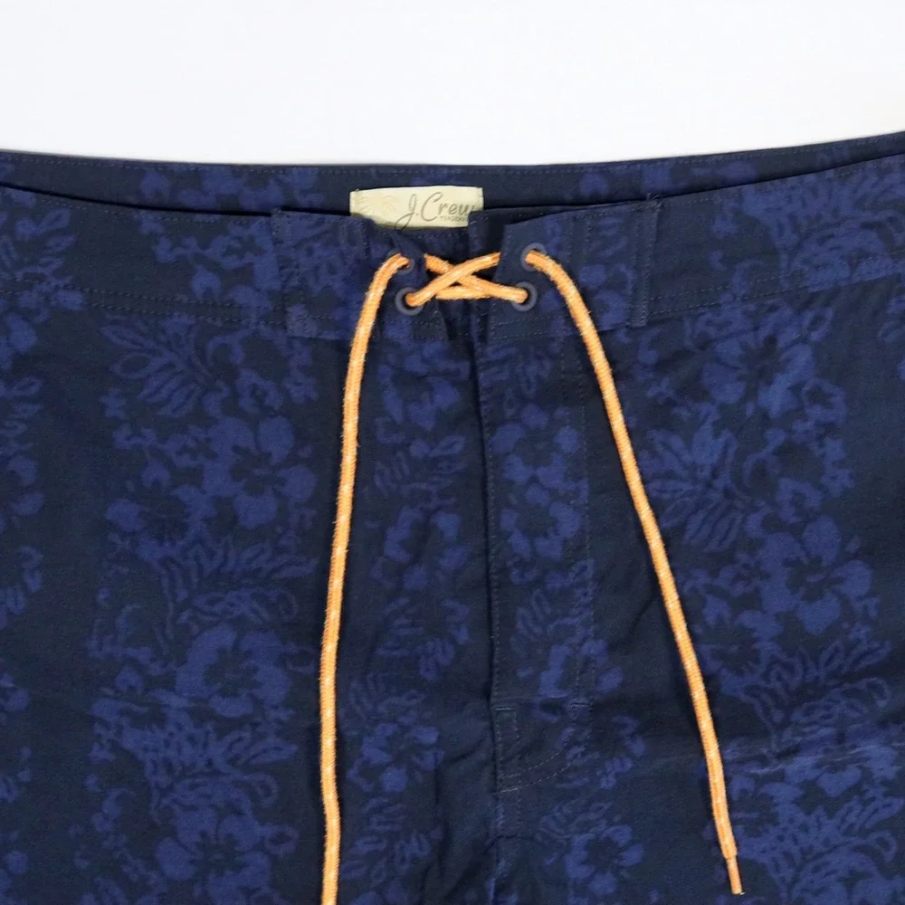 J.Crew Stretch Breaker Board‎ Shorts Mens 33 Navy Floral Print Swim Trunks 6.5